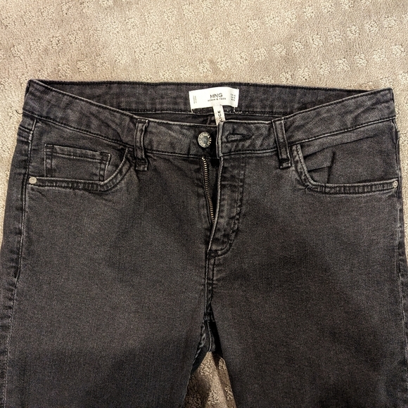 Mango Straight Leg Mid Rise Cropped Jeans Size 10 Faded Black - Picture 6 of 11